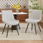 Upholstered Dining Chairs Set of 2 Modern Faux Leather Dining Room Chairs with Thick Cushion