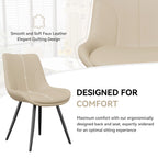 Upholstered Dining Chairs Set of 2 Modern Faux Leather Dining Room Chairs with Thick Cushion
