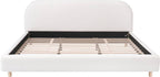 King Size Teddy Fleece Thick Fabric Upholstered Platform Bed with Curved Shaped Headboard, Wood Bed Frame