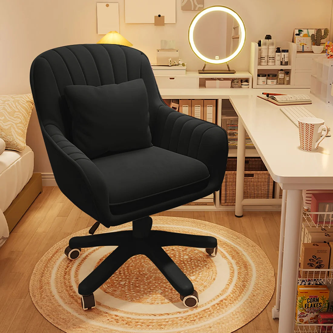 Home Office Chair Computer Chair with Mid-Back Upholstered Modern Tufted Computer Task Chair Swivel Height