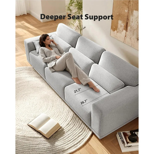 3 Seater Couch, Sofas for Living Room with Deep Seats and Wide Armrests, 89" Comfy 3 Seater Sofa