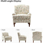 Chair with Solid Legs & Removable Cushion, Floral Comfy Upholstered Armchair, Leisure Single Sofa Chair