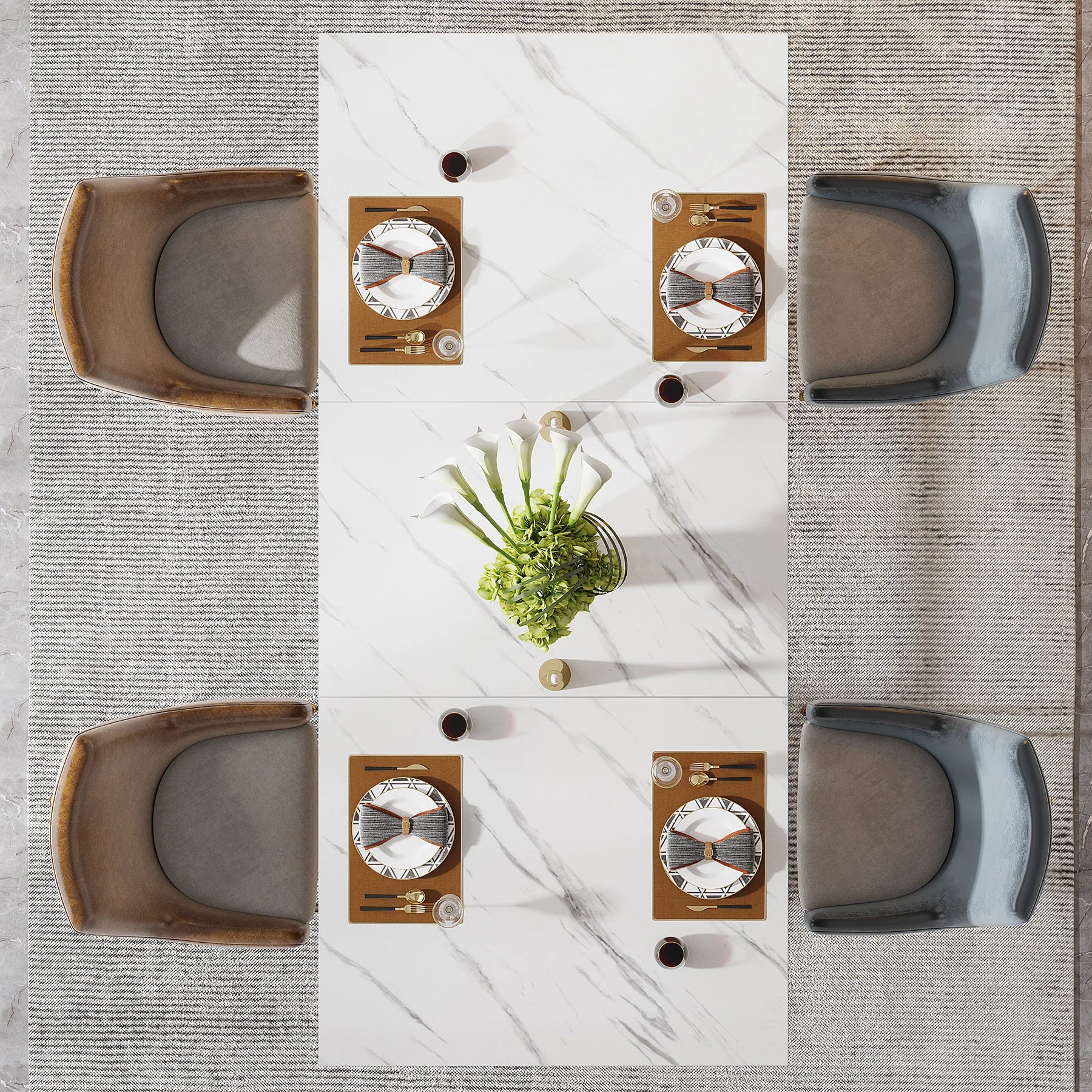 Tribesigns 63-Inch Rectangular Dining Table for 4 to 6, Modern Kitchen Table with Faux Marble Table