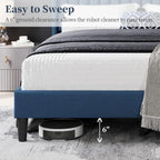 Yaheetech Queen Bed Frame Upholstered Platform Bed with Fabric Headboard, Wing Edge Design/Non-Slip