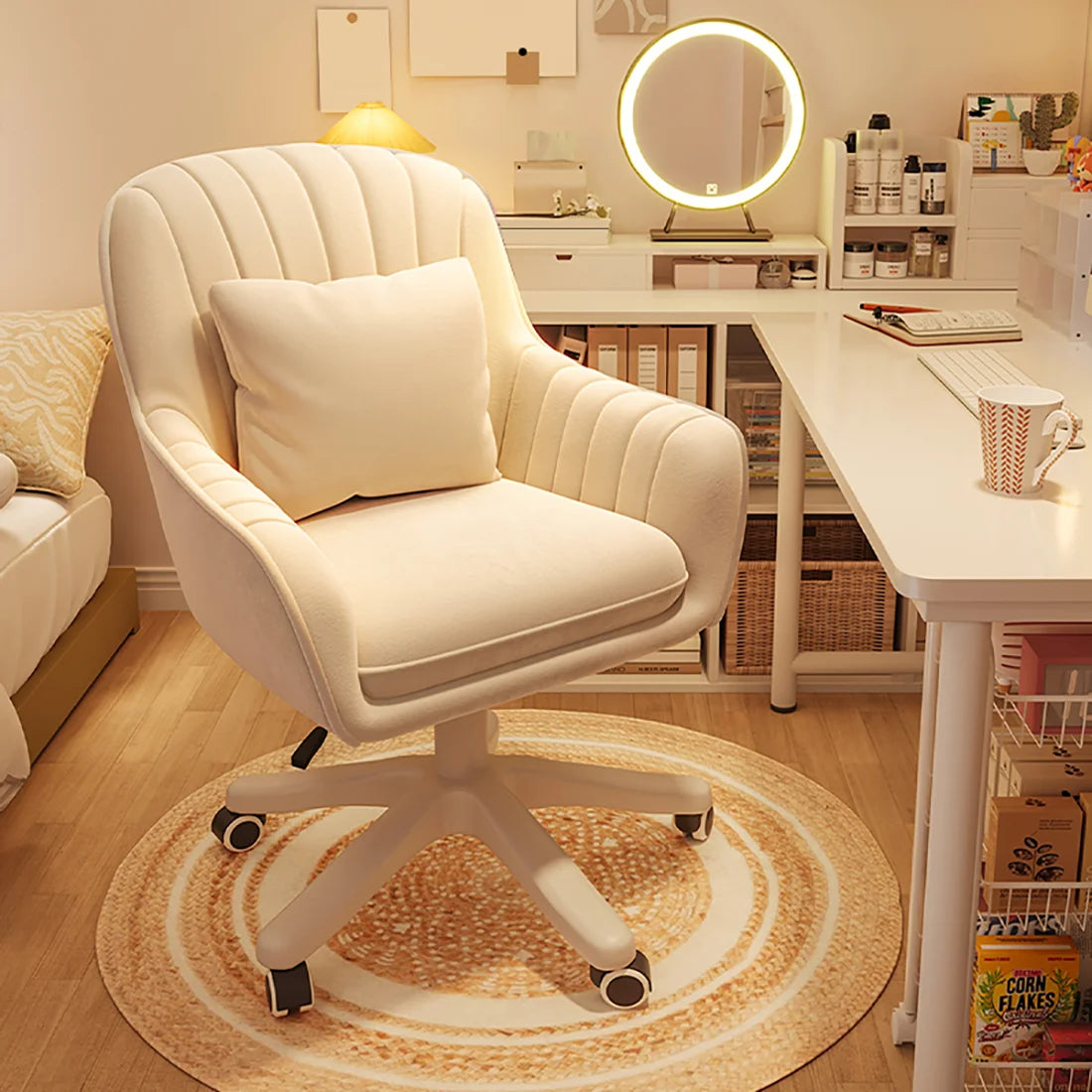 Home Office Chair Computer Chair with Mid-Back Upholstered Modern Tufted Computer Task Chair Swivel Height