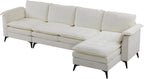 129” Oversized L-Shaped Cloud Sectional Sofa, Memory Foam Couch with Reversible Chaise Lounge