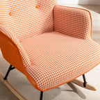 35.5” Nursery Rocking Chair Cotton Linen Upholstered Glider Chair With High Backrest Armchair