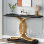 Tribesigns Gold Entryway Table, Modern 39-Inch Console Faux Marble Narrow Wood Sofa with Geometric