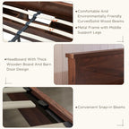 King Farmhouse Wood Bed Frame with Sliding Barn Door Storage Cabinets, Solid Wood Slats Support