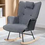 35.5” Nursery Rocking Chair Cotton Linen Upholstered Glider Chair With High Backrest Armchair