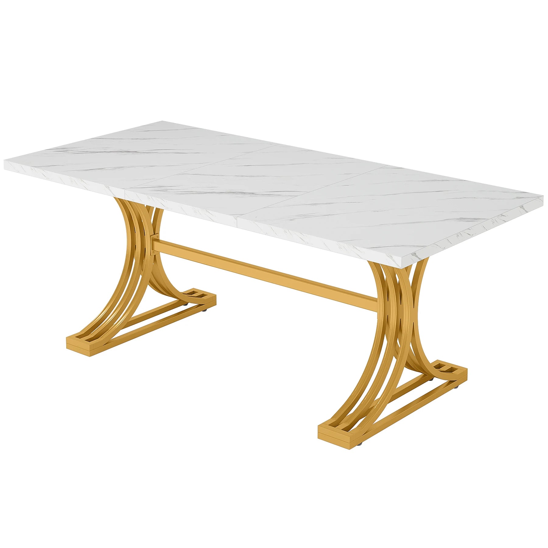 Tribesigns 63-Inch Rectangular Dining Table for 4 to 6, Modern Kitchen Table with Faux Marble Table