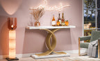 Tribesigns Gold Entryway Table, Modern 39-Inch Console Faux Marble Narrow Wood Sofa with Geometric