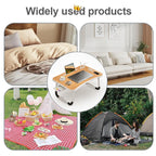 Portable Laptop Desk with USB Light, Small Fan, Cup Holder, Tablet Slot, and Lifting Handle - Foldable
