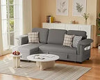Sleeper Sofa, Pull Out Sofa Couch Bed with Storage Reversible Chaise, L-Shaped Sofas with Side Pocket