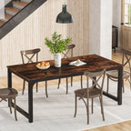 Tribesigns Kitchen Modern Industrial Dining Table for 6-8 Person with Metal Frame