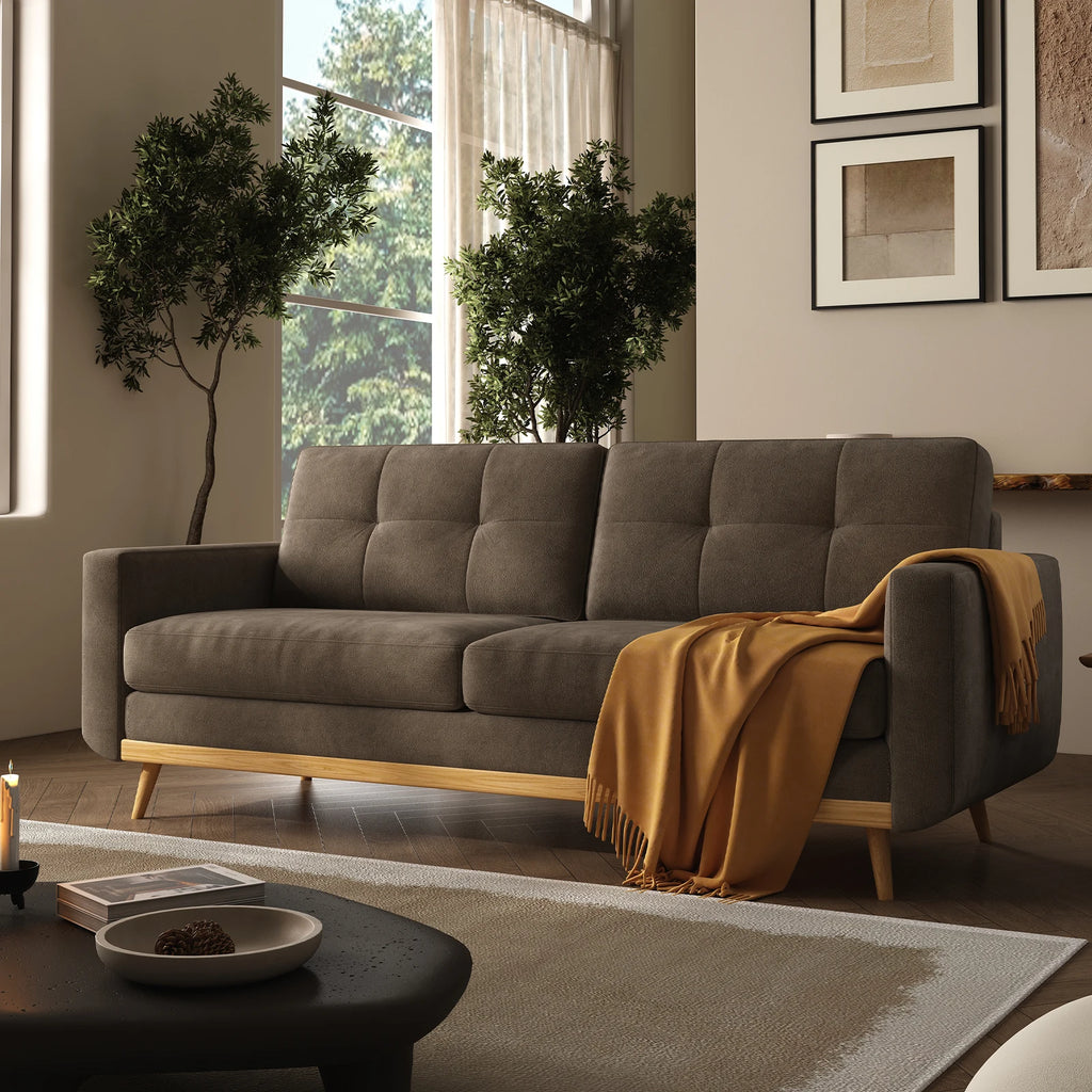 67.7-inch Mid-Century Modern Loveseat Sofa with Wooden Legs  for Living Room, Bedroom, or Office
