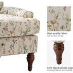 Chair with Solid Legs & Removable Cushion, Floral Comfy Upholstered Armchair, Leisure Single Sofa Chair