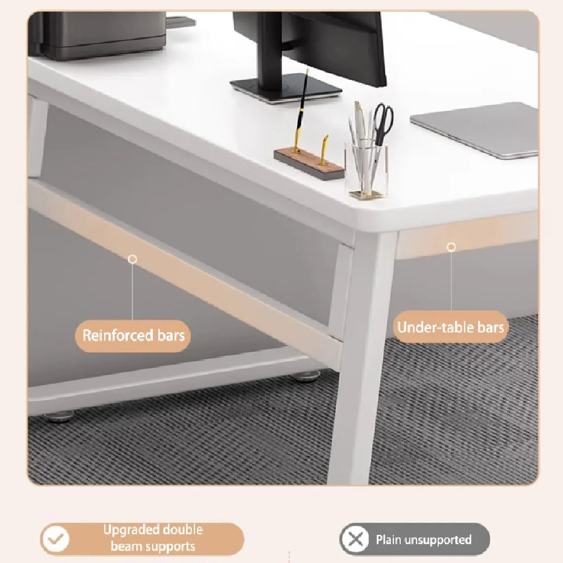 Computer Desk Modern Simple Style Desk for Home Office, White Small Writing Table Study Corner Work