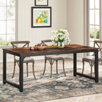 Tribesigns Kitchen Modern Industrial Dining Table for 6-8 Person with Metal Frame