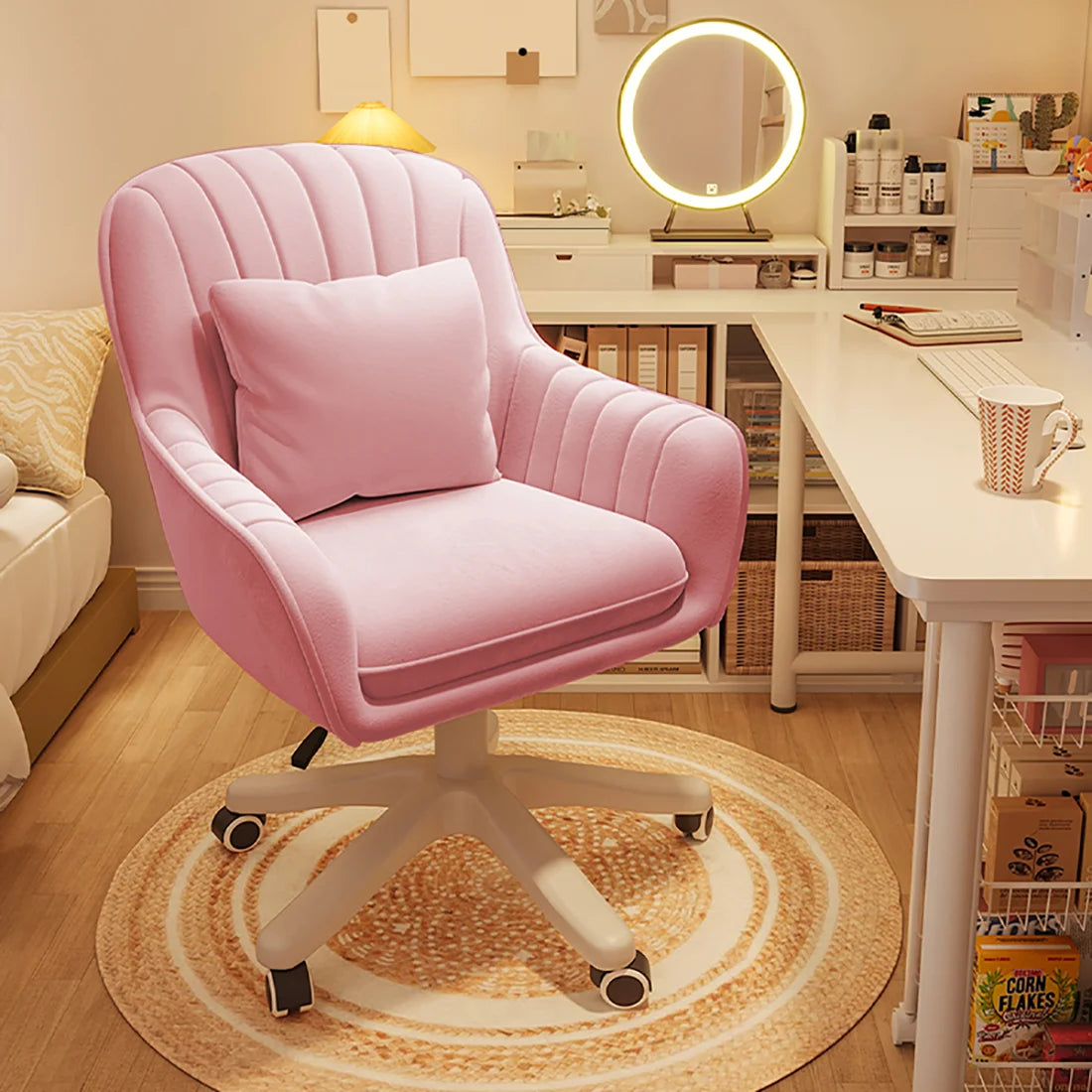 Home Office Chair Computer Chair with Mid-Back Upholstered Modern Tufted Computer Task Chair Swivel Height