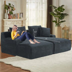 78” Oversized Double Chaise Lounge Indoor, Corduroy Sleeper Sectional Couch, Upholstered Boneless Cloud Sofa