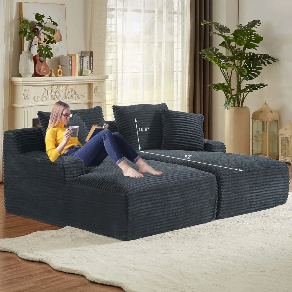 78” Oversized Double Chaise Lounge Indoor, Corduroy Sleeper Sectional Couch, Upholstered Boneless Cloud Sofa