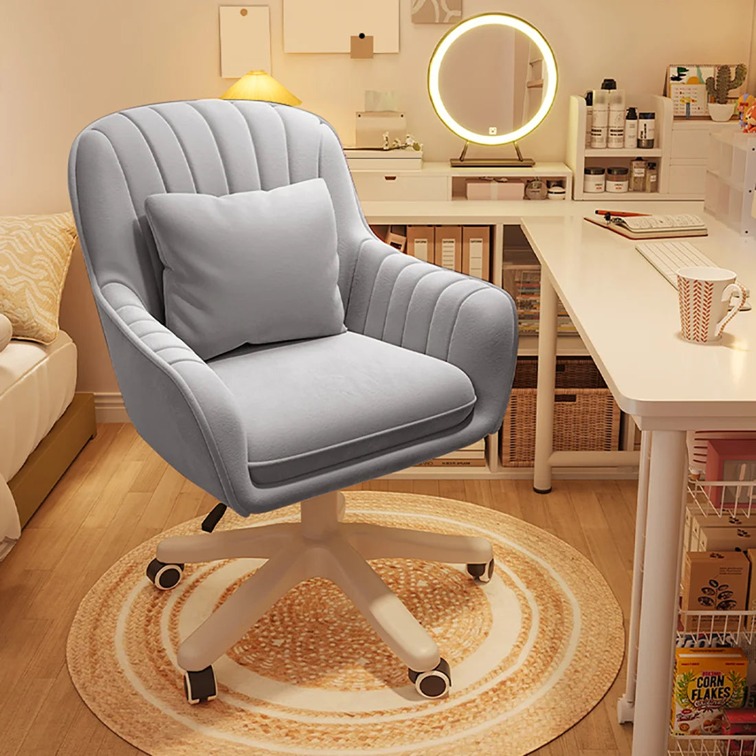 Home Office Chair Computer Chair with Mid-Back Upholstered Modern Tufted Computer Task Chair Swivel Height