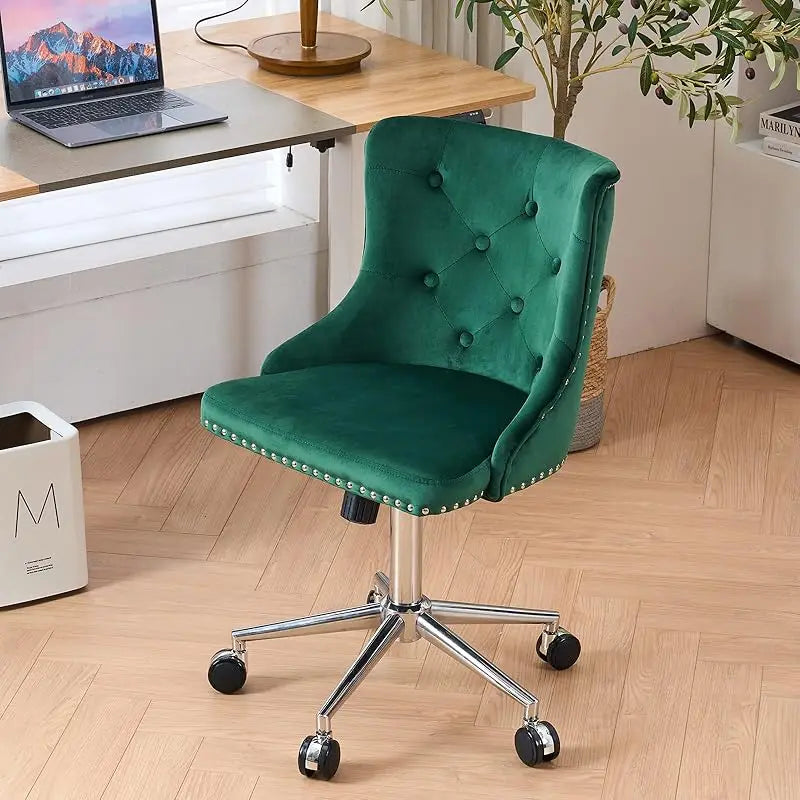 Mauve Purple Armless Home Office Desk Chair with Gold Base/Wheels, Small Cute Vanity/Makeup Chair