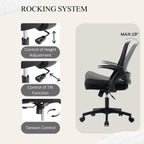 Office Chair High Back Ergonomic Nylon Rolling Desk Chair with Lumbar Support 5 Wheels Adjustable