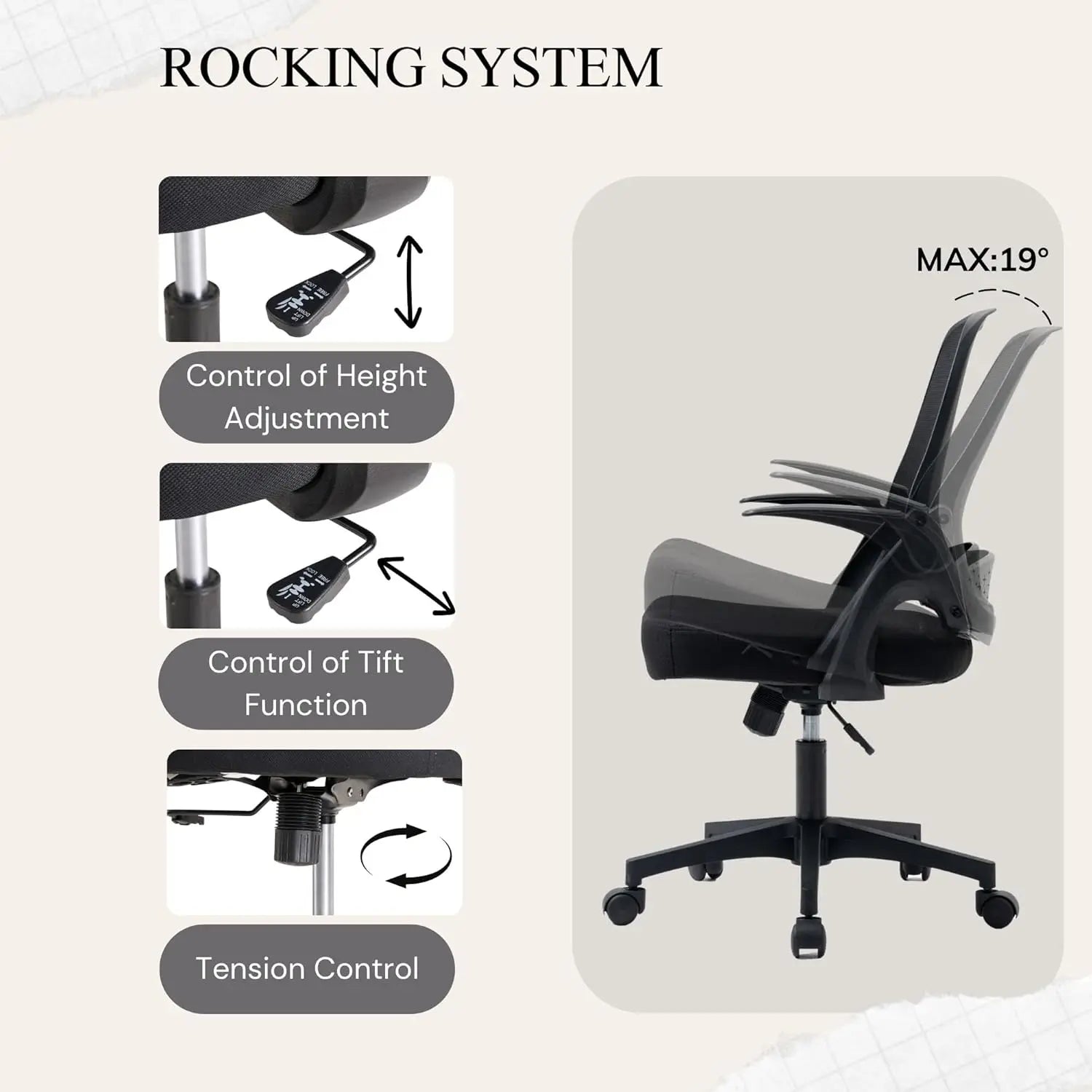 Office Chair High Back Ergonomic Nylon Rolling Desk Chair with Lumbar Support 5 Wheels Adjustable
