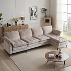 129” Oversized L-Shaped Cloud Sectional Sofa, Memory Foam Couch with Reversible Chaise Lounge